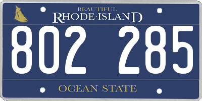 RI license plate 802285