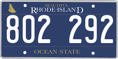 RI license plate 802292