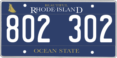 RI license plate 802302