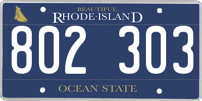 RI license plate 802303
