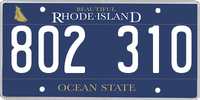 RI license plate 802310