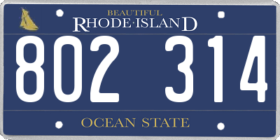 RI license plate 802314