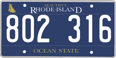 RI license plate 802316