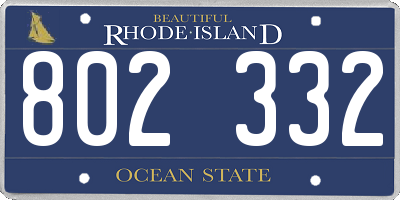 RI license plate 802332