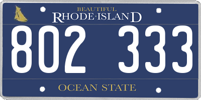 RI license plate 802333