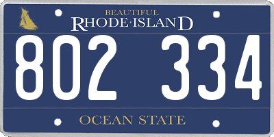 RI license plate 802334