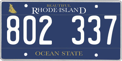 RI license plate 802337
