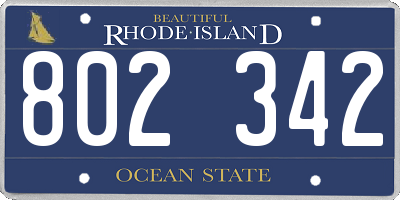 RI license plate 802342