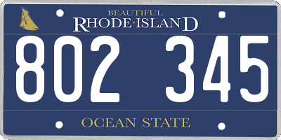 RI license plate 802345