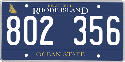 RI license plate 802356