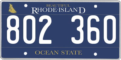 RI license plate 802360