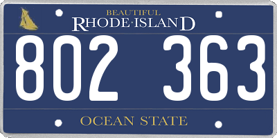 RI license plate 802363
