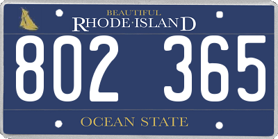 RI license plate 802365