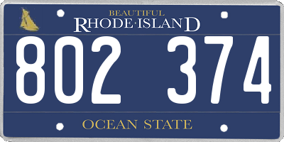 RI license plate 802374
