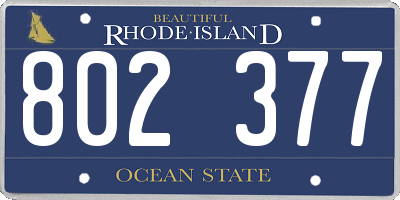 RI license plate 802377
