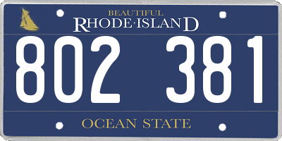 RI license plate 802381