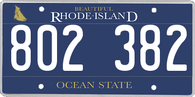 RI license plate 802382
