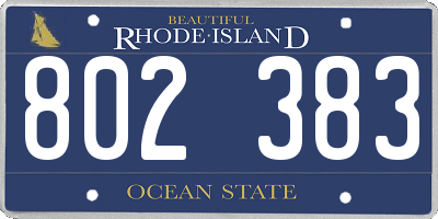 RI license plate 802383