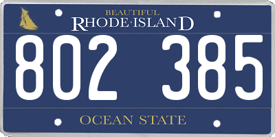 RI license plate 802385
