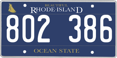RI license plate 802386