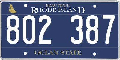 RI license plate 802387