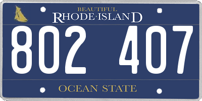 RI license plate 802407