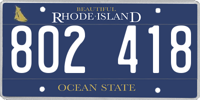 RI license plate 802418