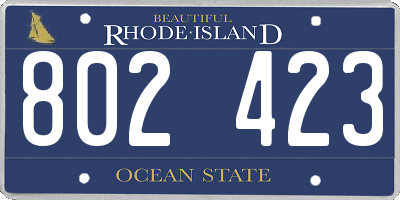 RI license plate 802423