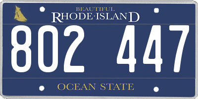 RI license plate 802447