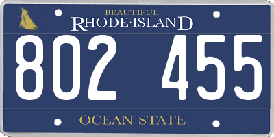 RI license plate 802455