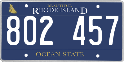 RI license plate 802457