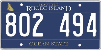 RI license plate 802494