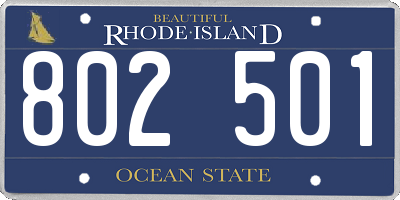 RI license plate 802501