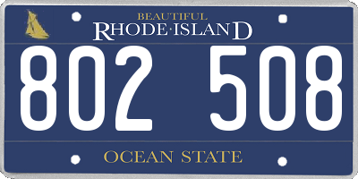 RI license plate 802508