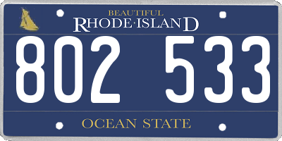 RI license plate 802533