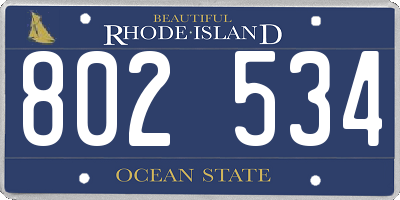 RI license plate 802534