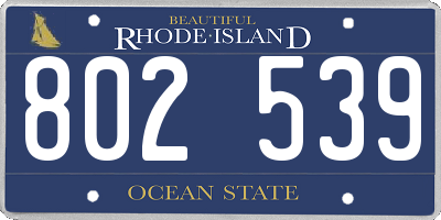 RI license plate 802539