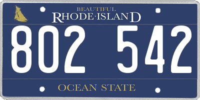 RI license plate 802542
