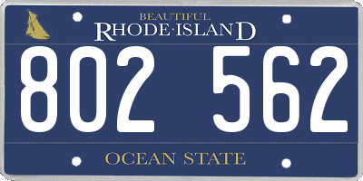 RI license plate 802562
