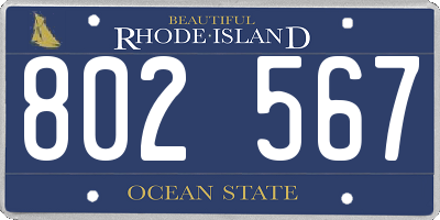 RI license plate 802567