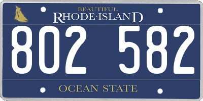 RI license plate 802582