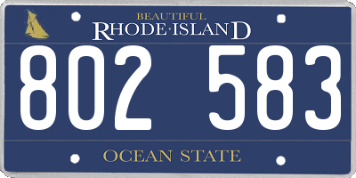 RI license plate 802583