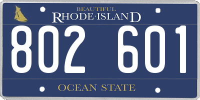 RI license plate 802601