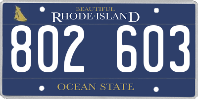 RI license plate 802603