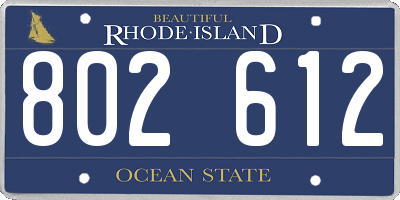 RI license plate 802612
