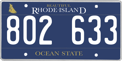 RI license plate 802633