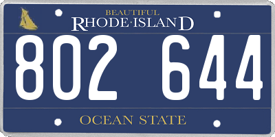 RI license plate 802644