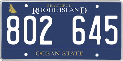 RI license plate 802645