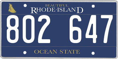 RI license plate 802647
