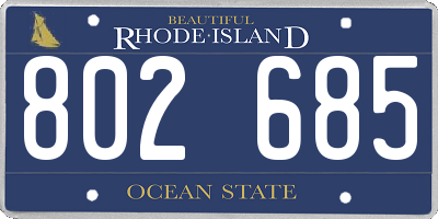 RI license plate 802685